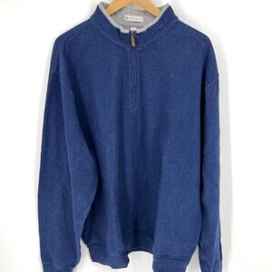 Peter Millar Mens Size XL Cotton Quarter Zip Pullover in Brown Mock Neck